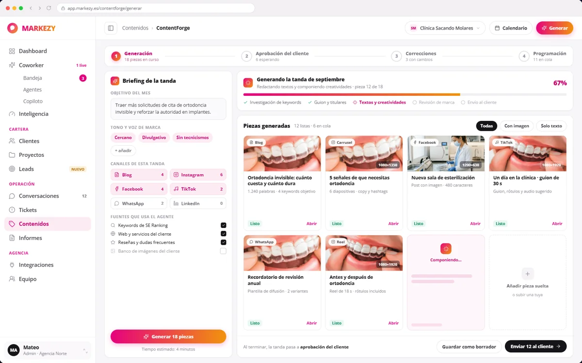 ContentForge — captura real de MARKEZY